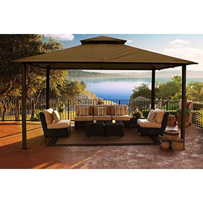 Paragon-Outdoor GZ584S Backyard Structure Sunbrella Soft Top Avalon Gazebo, 11' x 14' Cocoa