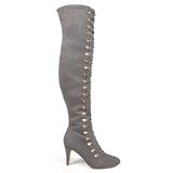 Brinley Co. Womens Regular and Wide Calf Vintage Almond Toe Over-The-Knee Boots Grey, 9 Wide Calf US screenshot. Shoes directory of Clothing & Accessories.