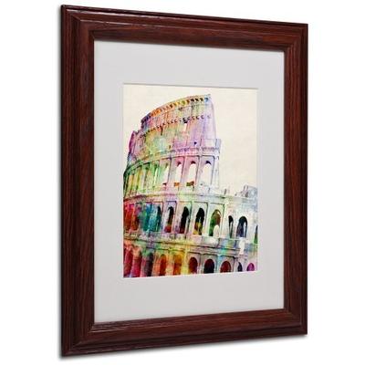 Colosseum Framed Matted Art by Michael Tompsett, 11 by 14 Inch, Wood Frame