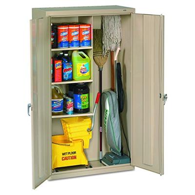 Tennsco JAN6618DHPY Janitorial Cabinet, 36" by 18" by 64", Putty