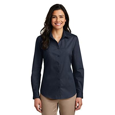 Port Authority Ladies Long Sleeve Carefree Poplin Shirt. LW100