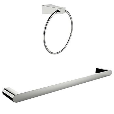 American Imaginations AI-13358 Towel Ring with Single Rod Towel Rack Accessory Set, Chrome Plated