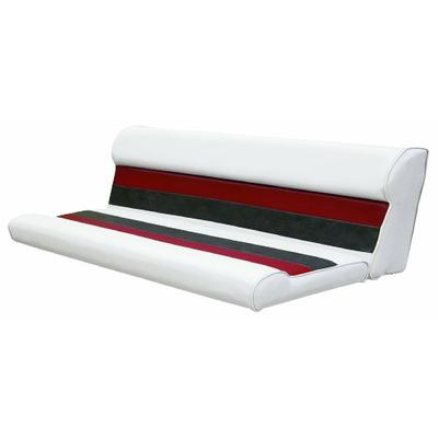 Wise 55-Inch Cushion Only Pontoon Bench Seat, White/Charcoal/Red