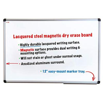 Viztex, Premium Lacquered Steel Magnetic Dry Erase Board with Aluminium Frame, Size 36" x 48" (FCVLM