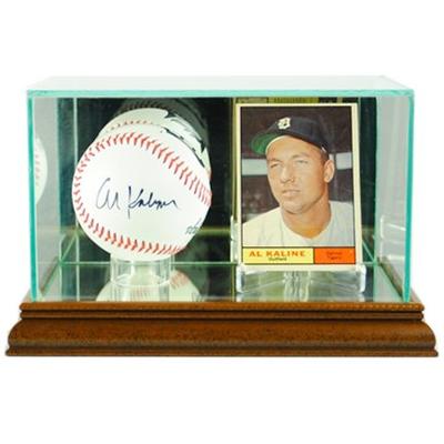 Perfect Cases MLB Card and Baseball Glass Display Case, Walnut