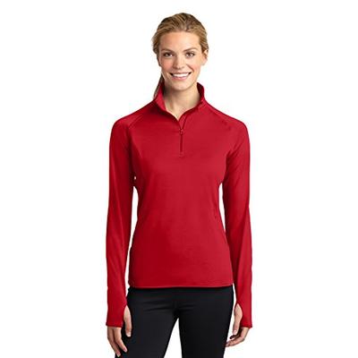 Sport-Tek Ladies Sport-Wick Stretch 1/2-Zip Pullover L True Red