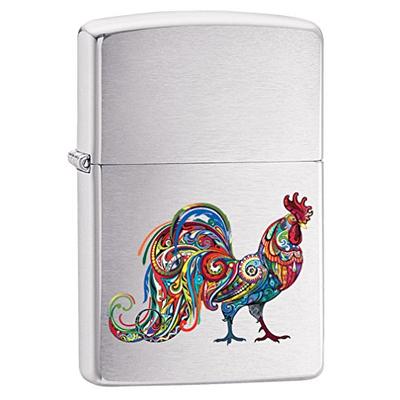 Zippo Lighter: Colorful Rooster - Brushed Chrome 78096