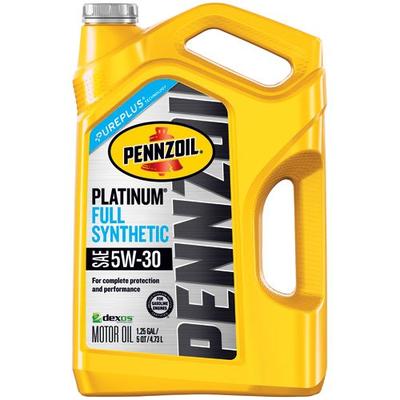 Pennzoil Platinum Full Synthetic Motor Oil 5W-30, 5 Quart - Pack of 1