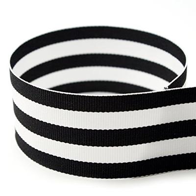 3/8" Black & White Taffy Striped Grosgrain Ribbon - 100 Yards - USA Made - (Multiple Widths & Yardag