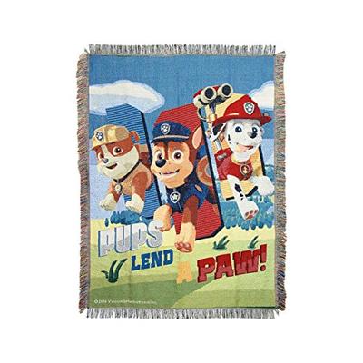 Disney's Paw Patrol, "Lend a Paw" Woven Tapestry Throw Blanket, 48" x 60", Multi Color
