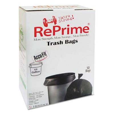 RePrime H7450TKRC1CT Can Liners 44gal 0.9mil Black 37" x 50" 50/Box 4 Boxes/Carton