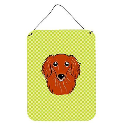 Caroline's Treasures BB1276DS1216 Checkerboard Lime Green Longhair Red Dachshund Wall or Door Hangin