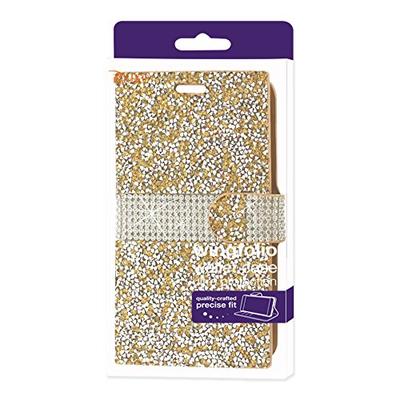 Reiko Jewelry Rhinestone Wallet Case for Samsung Galaxy J7 - Carrier Packaging - Gold