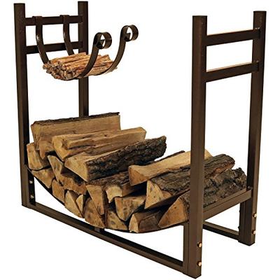 Sunnydaze Indoor/Outdoor Firewood Log Rack with Kindling Holder, Fireplace Wood Storage Stand, 33 In