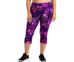 Just My Size Women's Plus Active Stretch Capri, Wingspan Plum Dream, 5X