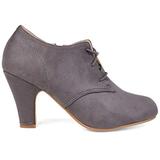 Brinley Co. Womens Vintage Round Toe High Heel Lace-up Faux Suede Booties Grey, 6.5 Wide Width US screenshot. Shoes directory of Clothing & Accessories.