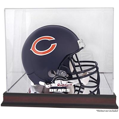 Chicago Bears Mahogany Helmet Logo Display Case and Mirror Bottom and Back