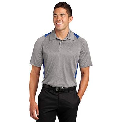 Sport-Tek Men's Heather Colorblock Contender Polo L Vintage Heather/ True Royal