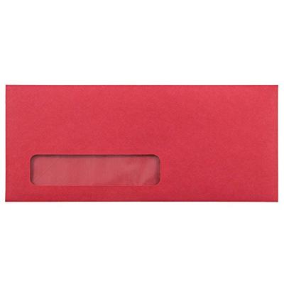 JAM PAPER #10 Business Colored Recycled Window Envelopes - 4 1/8 x 9 1/2 - Red Recycled - Bulk 1000/