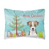 Caroline's Treasures BB1574PW1216 Christmas Tree and Jack Russell Terrier Fabric Decorative Pillow, screenshot. Pillows directory of Bedding.