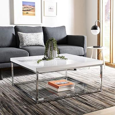 Safavieh Home Collection Malone White and Chrome Coffee Table