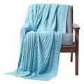 HOMESCAPES Large Pastel Blue Cable Knit Throw 150 x 200 cm Combed Cotton Soft and Cosy Blanket Bed and Sofa Throw For Small Sofas and Double Beds