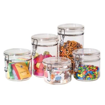 Oggi 9322 5-Piece Acrylic Canister Set with Airtight Clamp Lids-Food Storage Container