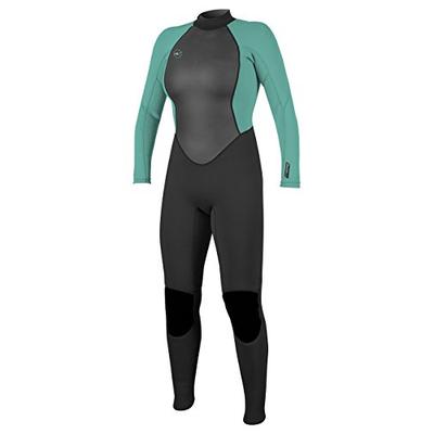 O'Neill Women's Reactor-2 3/2mm Back Zip Full Wetsuit, Black/Aqua, 12