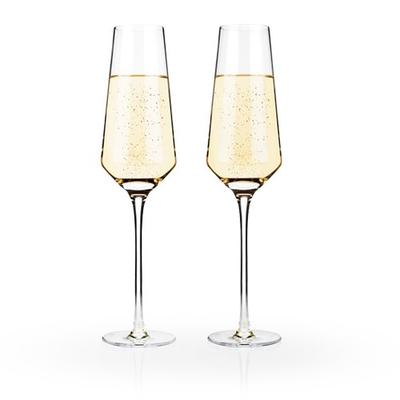 Viski 4530 Raye: Crystal Champagne Flute Set, Clear