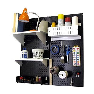Wall Control 30-CC-200 BW Hobby Craft Pegboard Organizer Storage Kit with Black Pegboard and White A