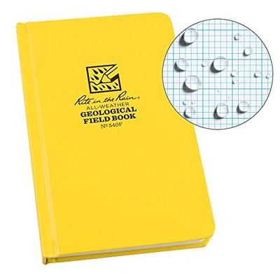 Rite in the Rain Weatherproof Hard Cover Notebook, 4 3/4" x 7 1/2", Yellow Cover, Geological Pattern