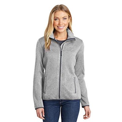 Port Authority Women's Sweater Fleece Jacket, Grey Heather, XX-Large