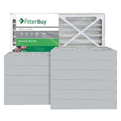 FilterBuy 24x24x4 MERV 8 Pleated AC Furnace Air Filter, (Pack of 12 Filters), 24x24x4 - Silver